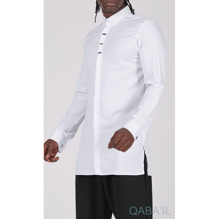 Chemise Ultra Légere Col officier - Blanc - Qaba'il