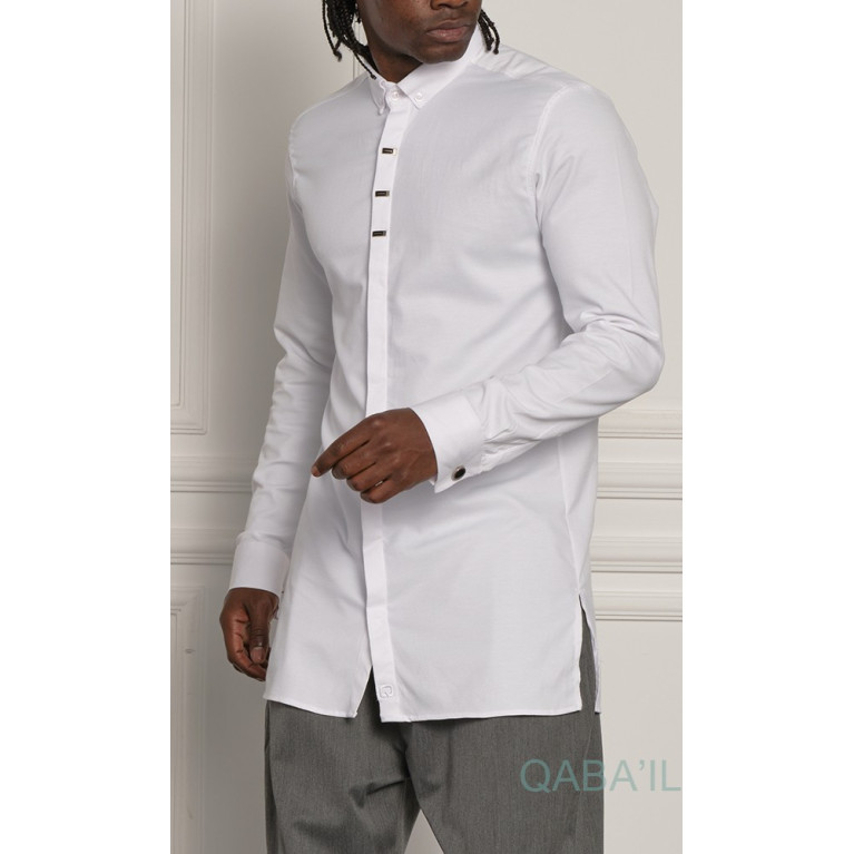 Chemise Ultra Légere Col officier - Blanc - Qaba'il