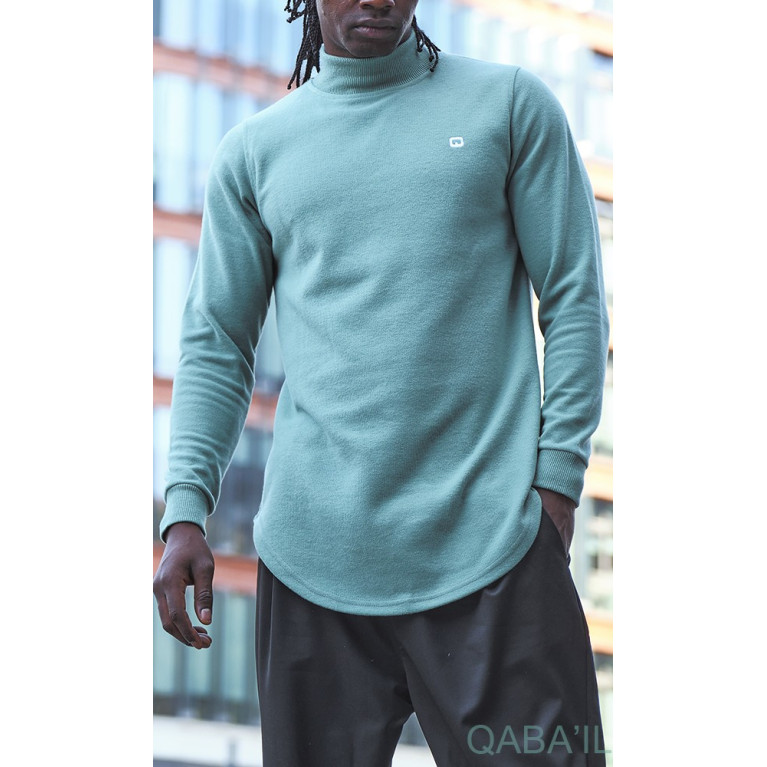 Pull Col Montant Qaba'il : Vert Amande