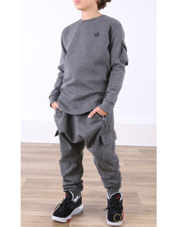 Ensemble Sniper Kid & Teen - Anthracite - Sarouel + Haut de 3 à 16 ans - Qaba'il