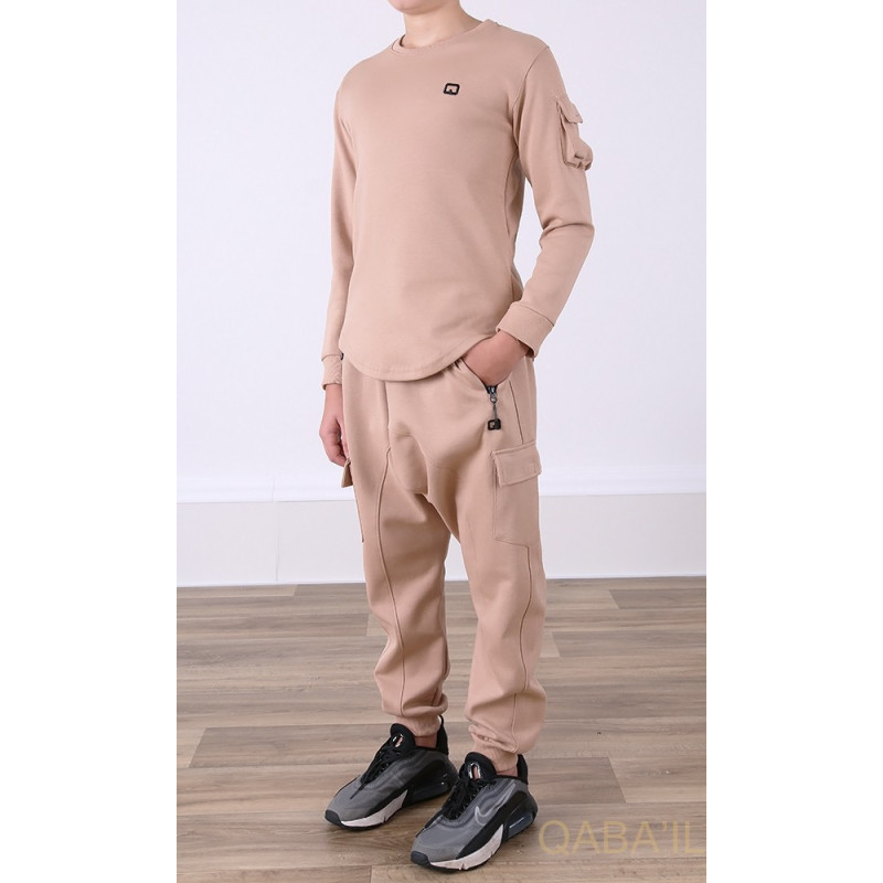 Ensemble Sniper Kid & Teen - Beige - Sarouel + Haut de 3 à 16 ans - Qaba'il