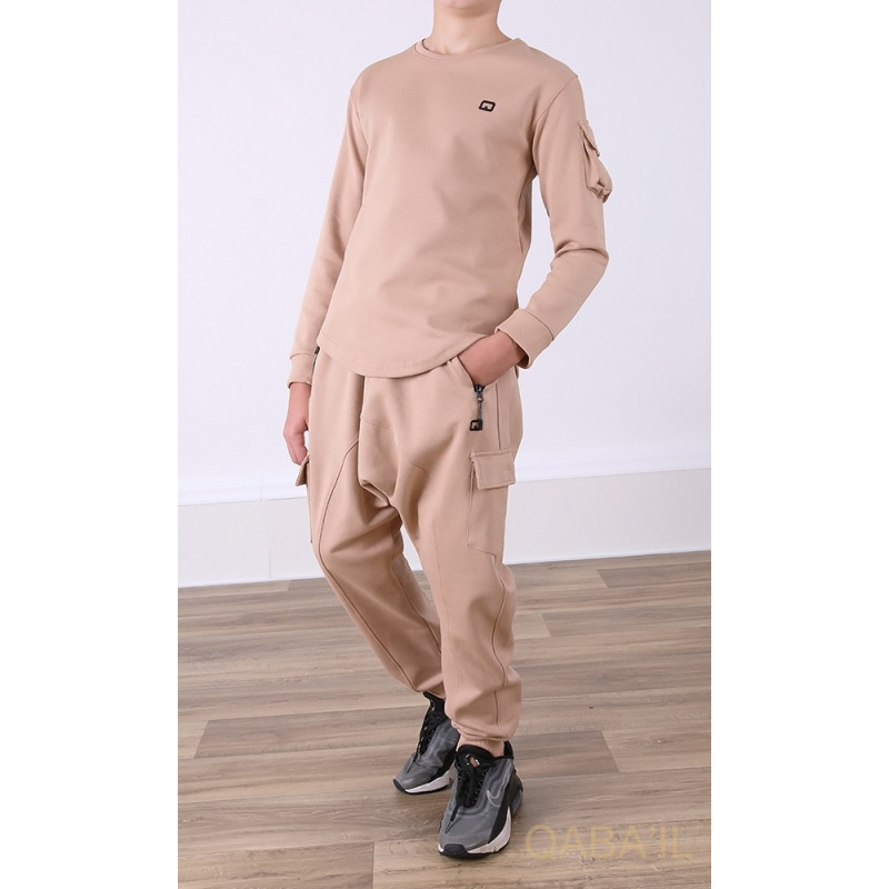 Ensemble Sniper Kid & Teen - Beige - Sarouel + Haut de 3 à 16 ans - Qaba'il
