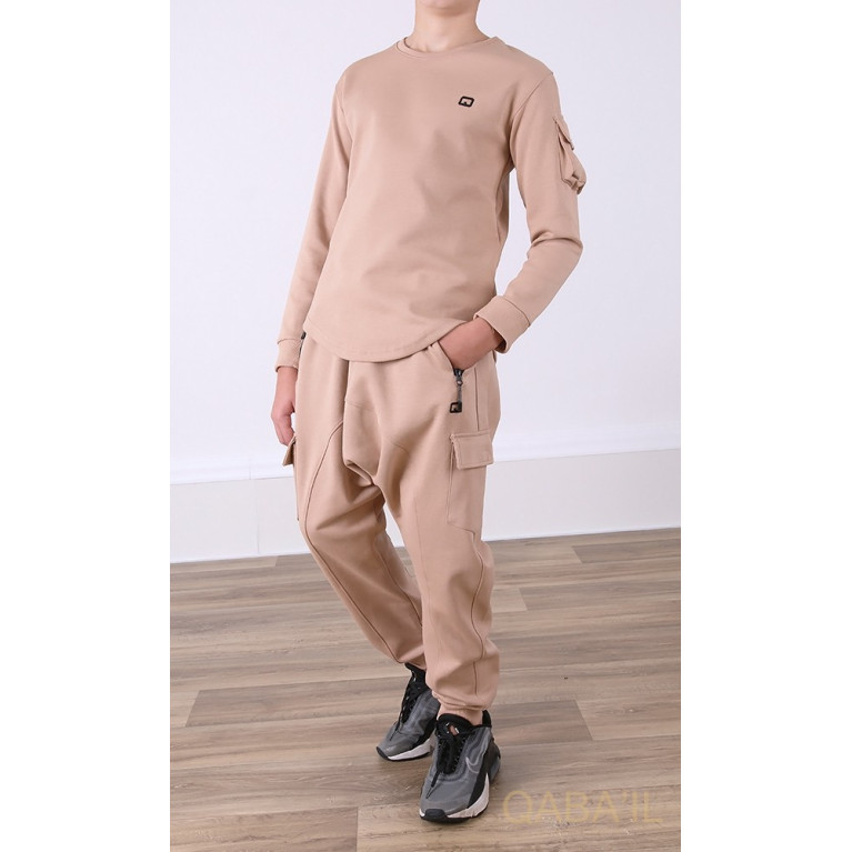 Ensemble Sniper Kid & Teen - Beige - Sarouel + Haut de 3 à 16 ans - Qaba'il