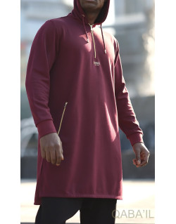 Qamis Court Basic avec Capuche - Bordeaux et Or - Qaba'il : HOOD GS