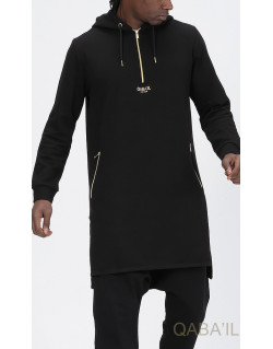 Qamis Court Basic avec Capuche - Noir et Or - Qaba'il : HOOD GS