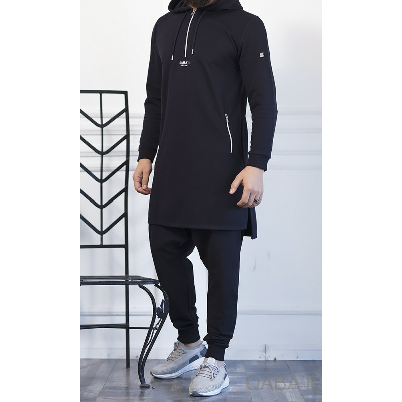 Qamis Court Basic avec Capuche - Bordeaux et Or - Qaba'il : HOOD GS