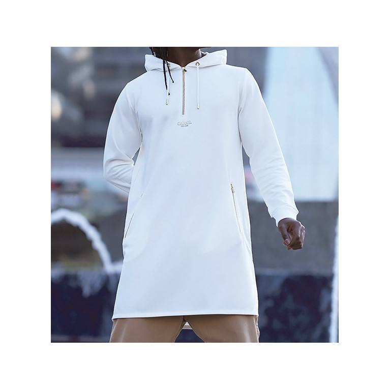 Qamis Court Basic avec Capuche - Blanc Cassé et Or - Qaba'il : HOOD GS