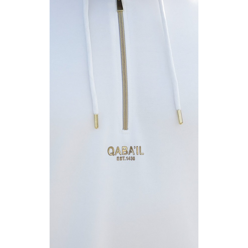 Qamis Long Basic avec Capuche - Blanc Cassé et Or - Qaba'il : HOOD GS