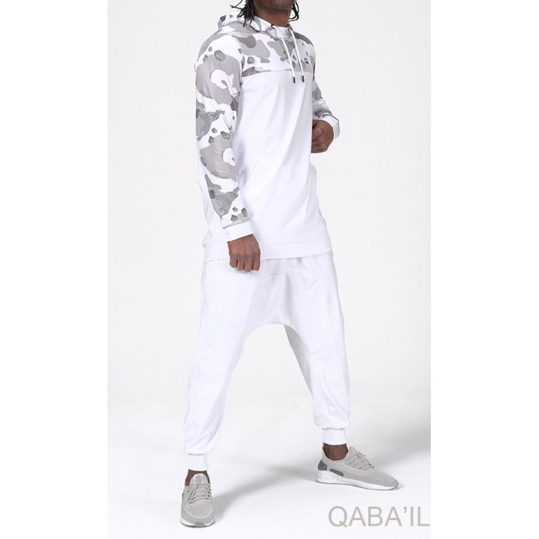 Survêtement Blanc - Sarouel + Sweat Capuche - Qaba'il : Army NG