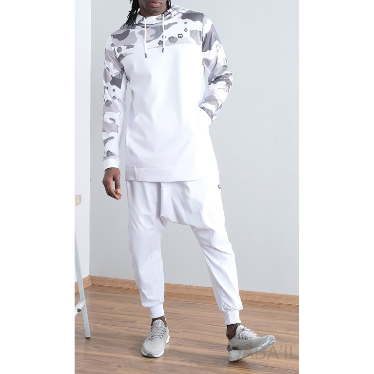 Survêtement Blanc - Sarouel + Sweat Capuche - Qaba'il : Army NG