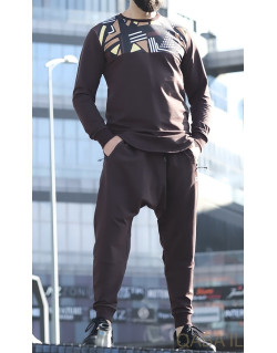 Survêtement Afro Wax - Choco - Sarouel + Sweat Col Rond - Qaba'il