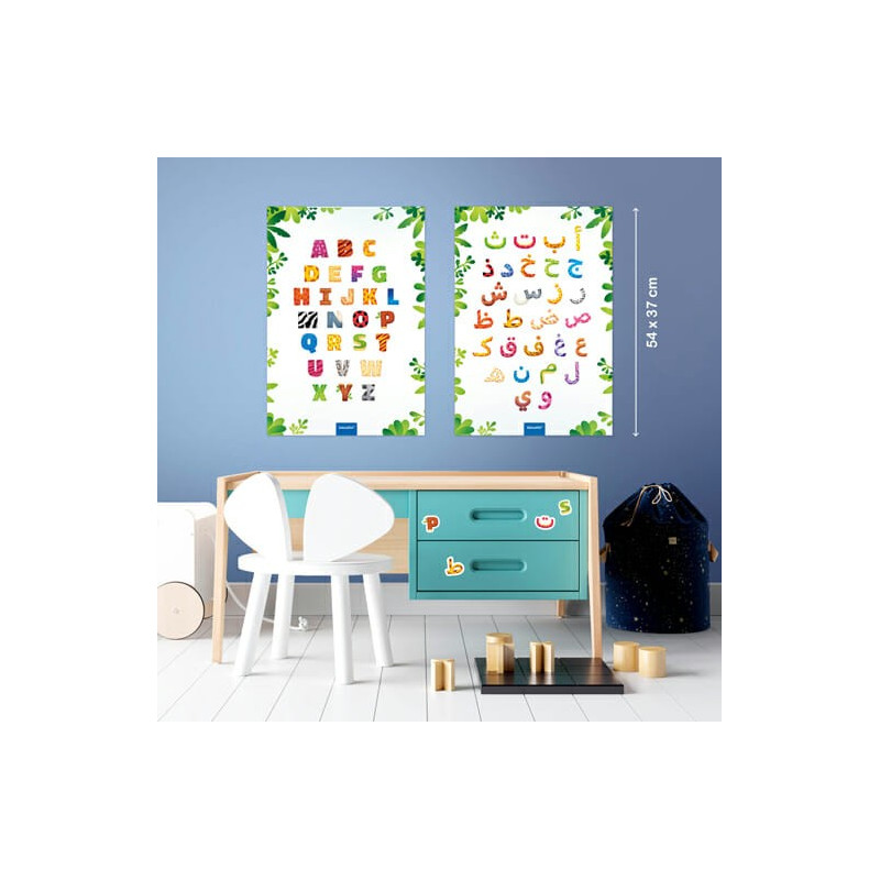 Mes Alphabets Arabe et Français - 2 Grands Posters + 2 Planches de Stickers - Educatfal