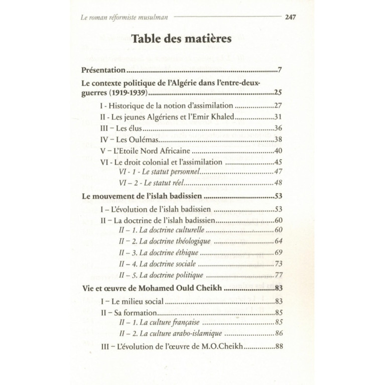 Le Roman Réformiste Musulman d'Expression Française En Algérie (1919-1939) - Nadhim Chaouche -Héritage Editions