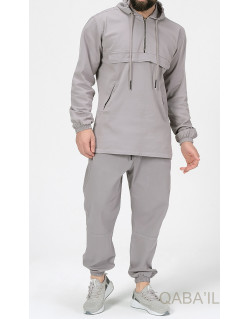 Ensemble Sarouel et Sweat Capuche Coton Strecht - Camel, Survêtement Qaba'il : Coton Strecht Kameron