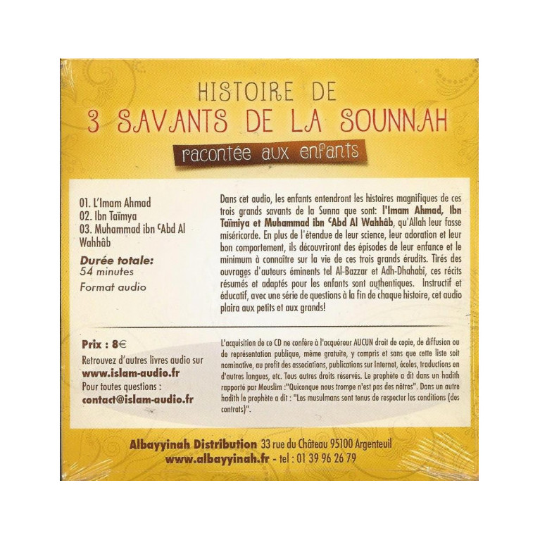 CD Histoire de 3 Savants de la Sunna - Edition Islam Audio