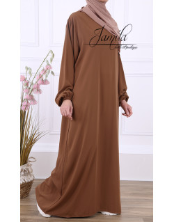 Abaya Manche Elastique - Noir - Microfibre Léger - Jamila