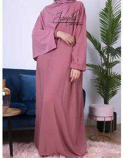 Abaya Manche Elastique - Rose Saumon - Microfibre Léger - Jamila