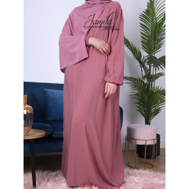 Abaya Manche Elastique - Rose Saumon - Microfibre Léger - Jamila