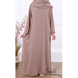 Abaya Manche Elastique - Taupe - Microfibre Léger - Jamila