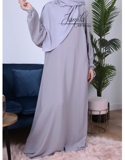 Abaya Manche Elastique - Gris Clair - Microfibre Léger - Jamila