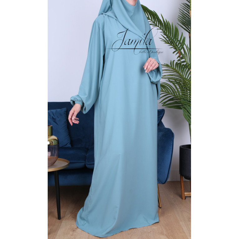 Abaya Manche Elastique - Noir - Microfibre Léger - Jamila