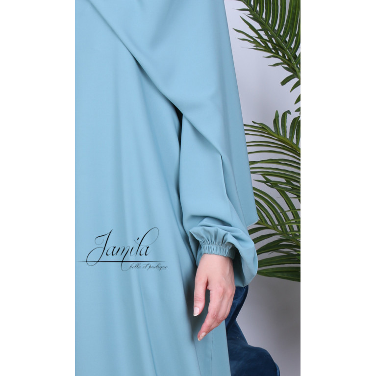 Abaya Manche Elastique - Noir - Microfibre Léger - Jamila