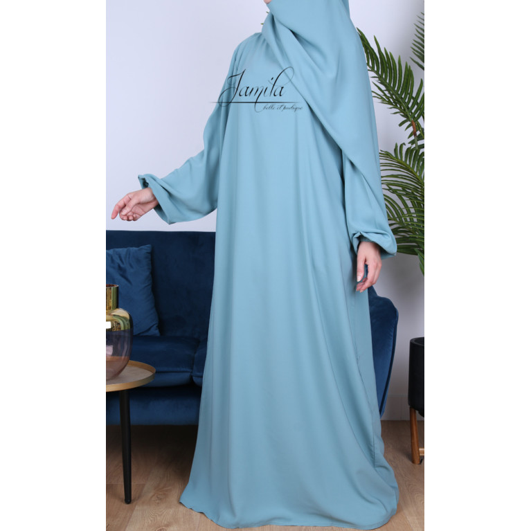 Abaya Manche Elastique - Noir - Microfibre Léger - Jamila