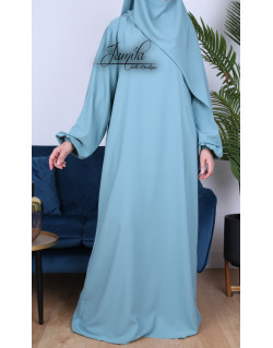 Abaya Manche Elastique - Vert Eau - Microfibre Léger - Jamila