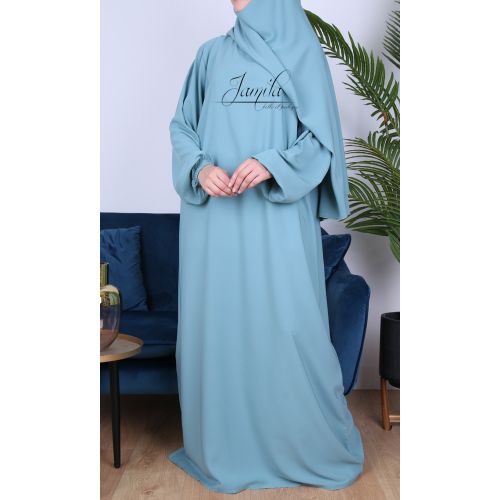 Abaya Manche Elastique - Noir - Microfibre Léger - Jamila