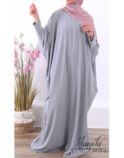 Abaya Papillon - Gris Clair- Microfibre Léger - Jamila