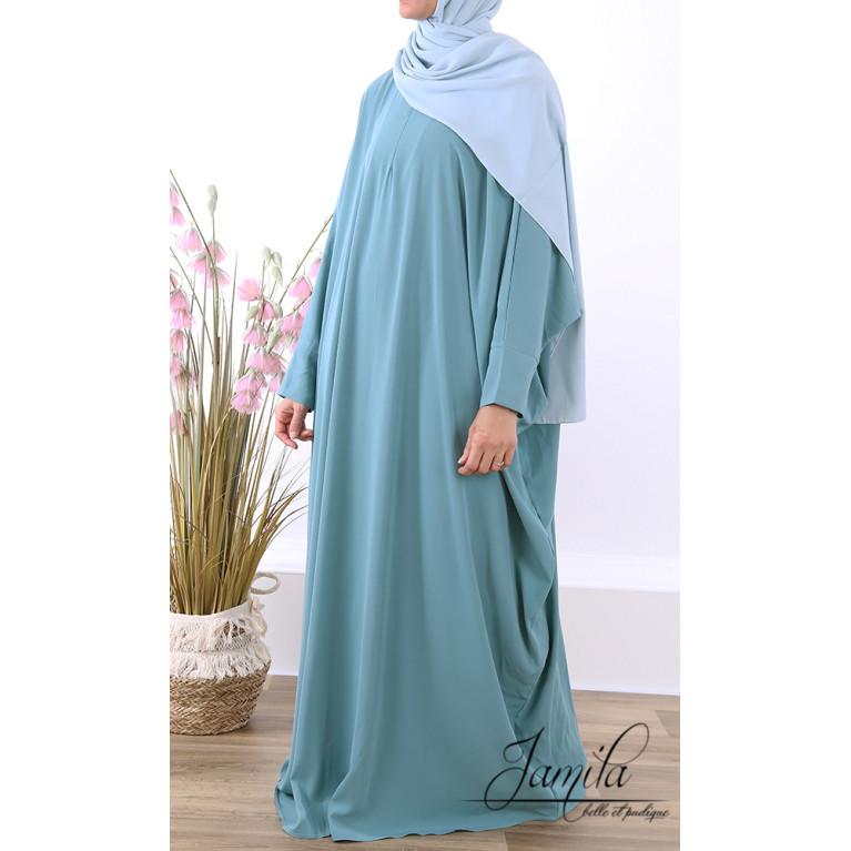 Abaya Papillon Poigné Lycra - Noir - Microfibre Léger - Jamila