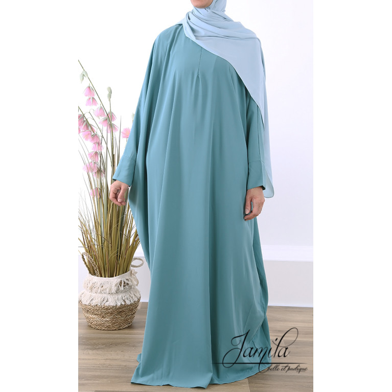 Abaya Papillon Poigné Lycra - Noir - Microfibre Léger - Jamila