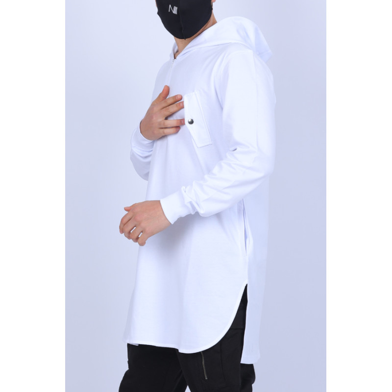 Qamis Court Be.Proud - Sweat Capuche Long Size - Blanc - N3 - Na3im - NIII - New 2022