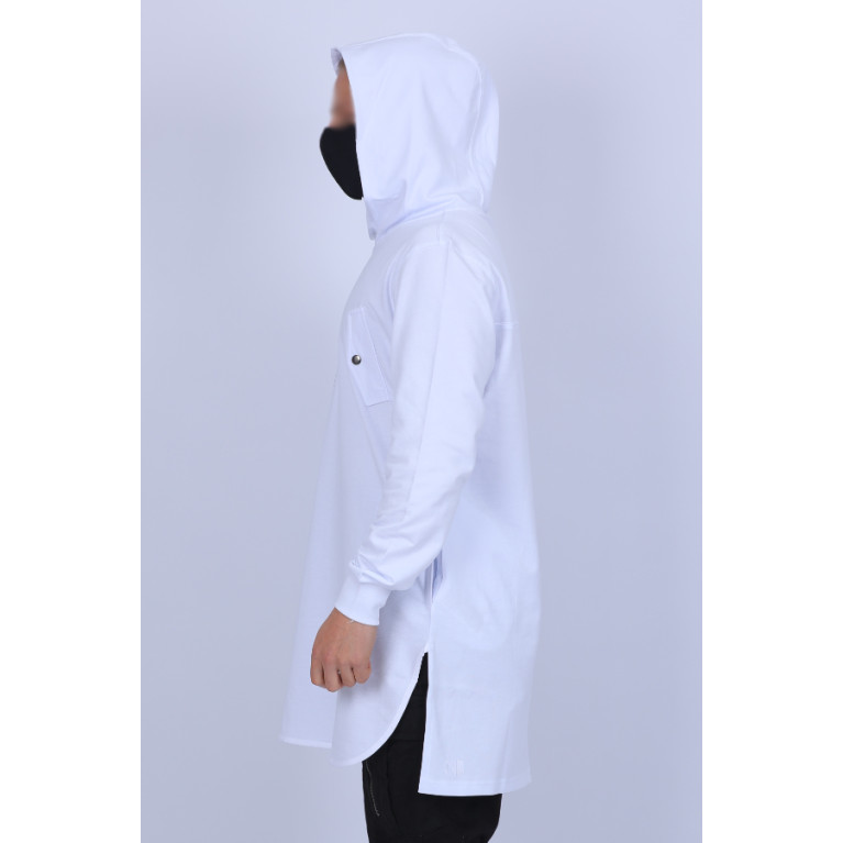 Qamis Court Be.Proud - Sweat Capuche Long Size - Blanc - N3 - Na3im - NIII - New 2022