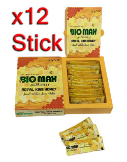 12 Stick 10 gr - Miel Bio Max - APHRODISIAQUE 100% Naturelle pour Homme - Royal King Honey