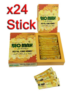 24 Stick 10 gr - Miel Bio Max - APHRODISIAQUE 100% Naturelle pour Homme - Royal King Honey