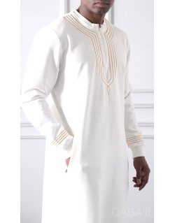 Qamis Long - Ecru et Broderie Or - Qaba'il : Sham