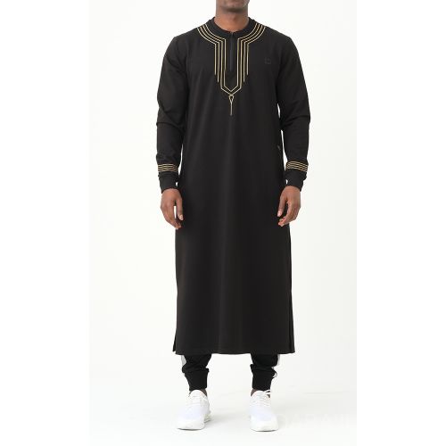 Qamis Long - Blanc et Broderie Blanc - Qaba'il : Sham