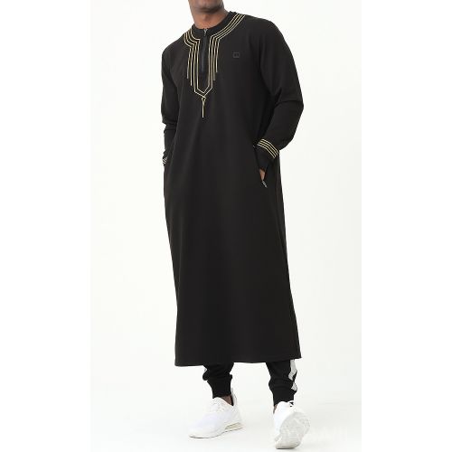 Qamis Long - Blanc et Broderie Blanc - Qaba'il : Sham