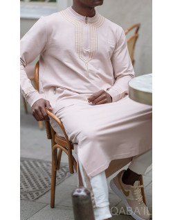 Qamis Long - Beige et Broderie Or - Qaba'il : Sham
