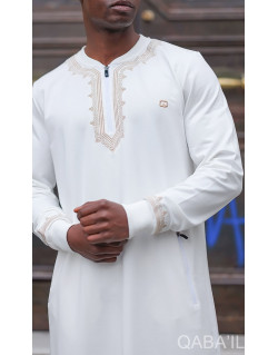 Qamis Long - Ecru - Jersey Coton - Qaba'il : Etniz MA