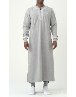 Qamis Long - Gris - Jersey Coton - Qaba'il : Etniz MA