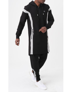 Ensemble Qamis Court + Sarouel - Noir et Gris - Qaba'il : Veloce