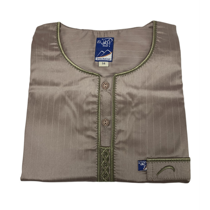 Qamis Saoudien à Col - Tissu Glacé Bleu Ciel - Style Haramain ou Daffah -Afaq