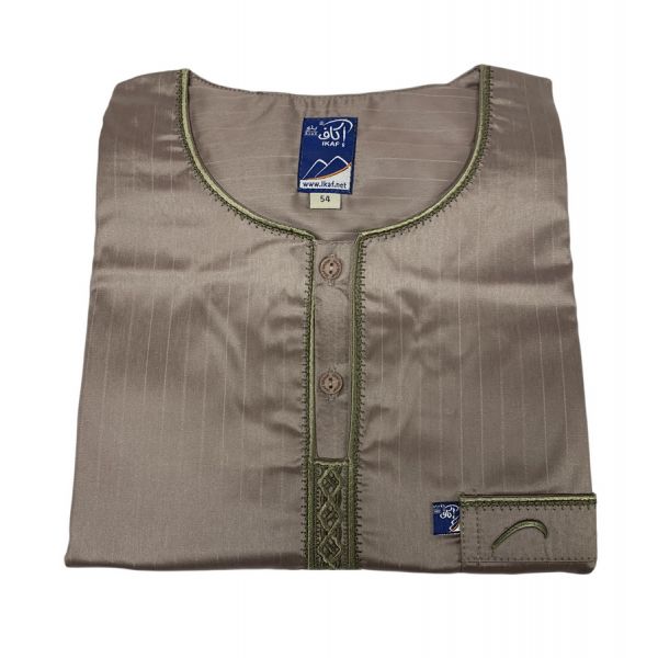 Qamis Saoudien à Col - Tissu Glacé Bleu Ciel - Style Haramain ou Daffah -Afaq
