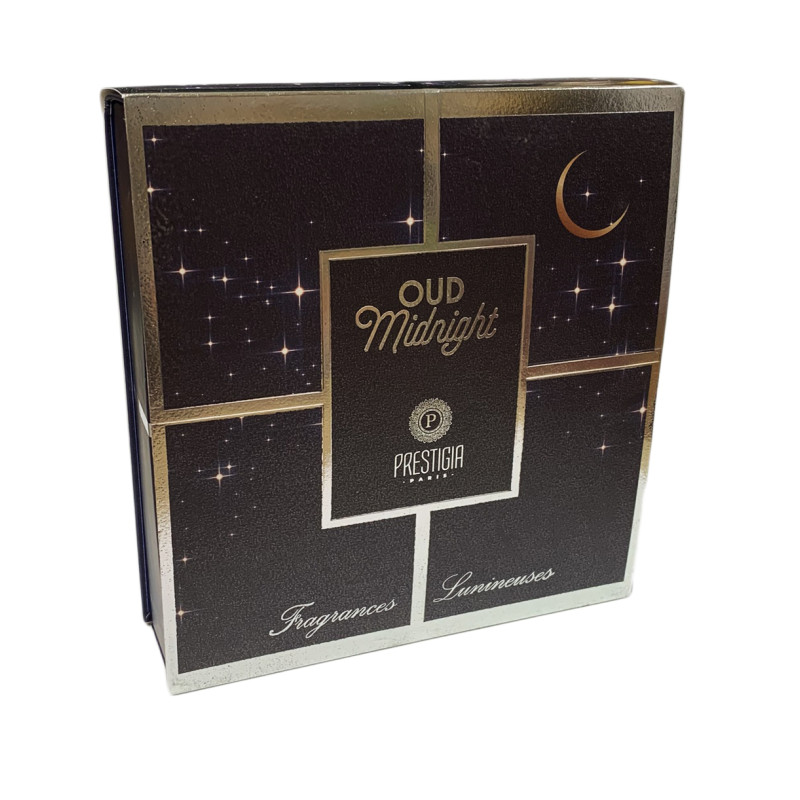 Coffret Oud Midnight - Extrait de Parfum,Gel Douche, Lait pour le Corps - Mixte Homme - Prestigia