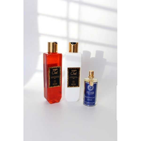 Coffret Oud Midnight - Extrait de Parfum,Gel Douche, Lait pour le Corps - Mixte Homme - Prestigia