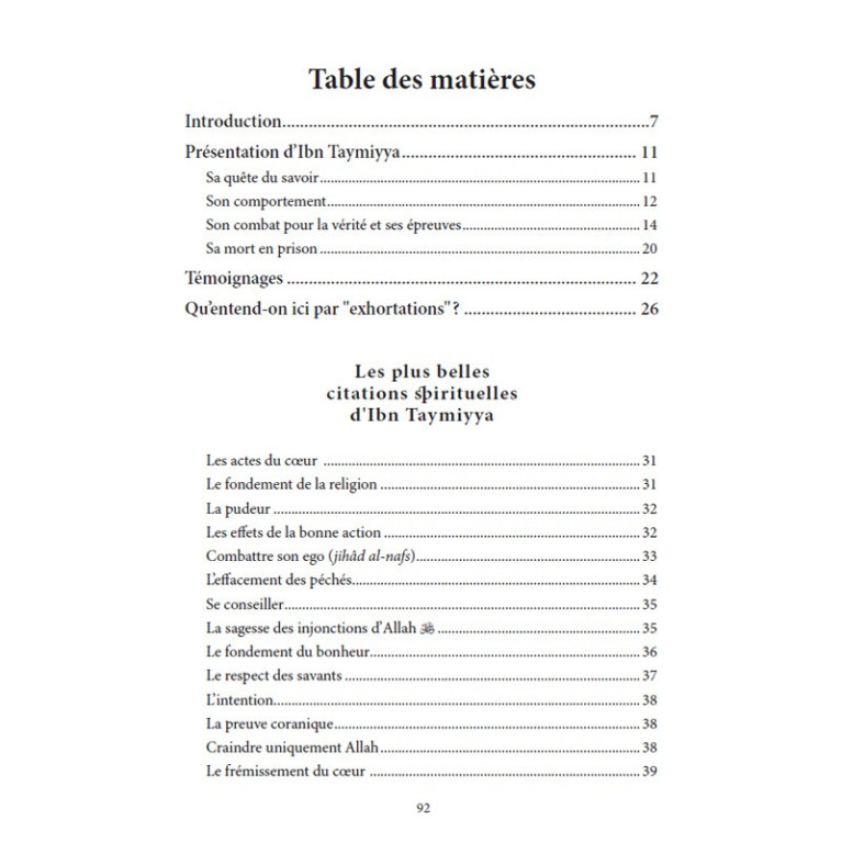 Les Plus Belles Citations Spirituelles d'Ibn Taymiyya - Sâlih Ahmad Al-Qhâmî - Edition Al Hadith