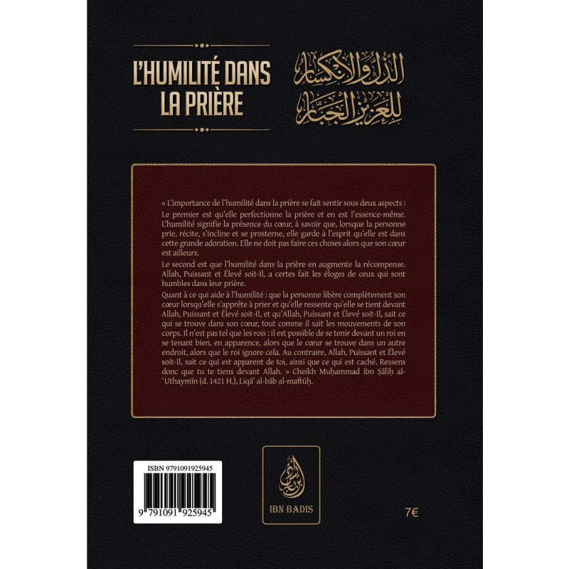 L’Humilité dans la Prière - L’Imam, Al-Hafiz ibn Rajab al-Hanbali - Edition Ibn Badis