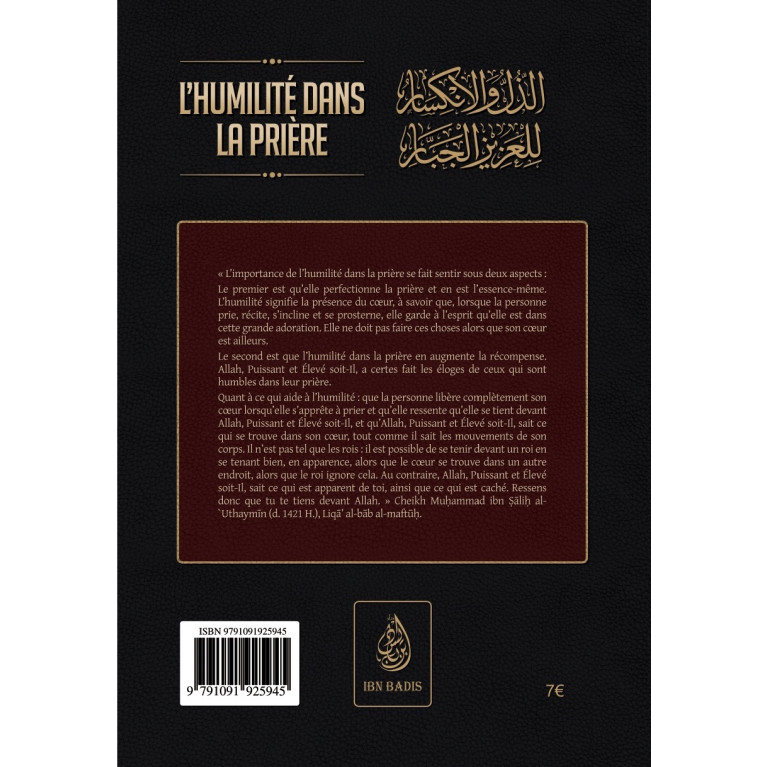 Les Conditions de la Prière ses Piliers, et ses Obligations - Muhammad Ibn Abd Al-Wahhâb - Edition Ibn Badis